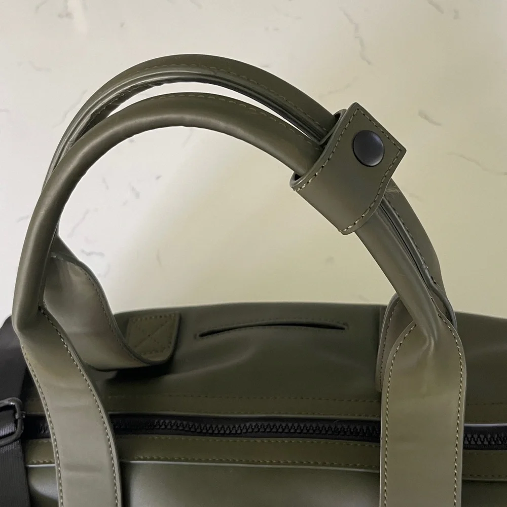 Calpak Olive Green Duffel Weekender Bag with Black Strap
